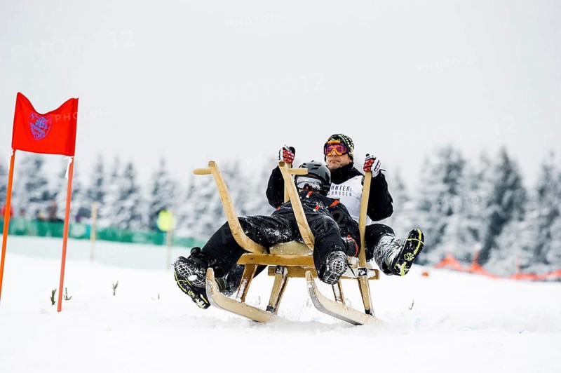 Horn sled racing, Waldau, Black Forest, Baden-Württemberg, Germany