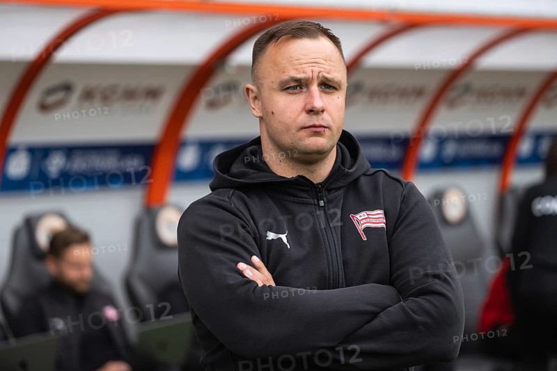 LUBIN, POLAND - MAY 24, 2025: Football match between KGHM Zaglebie Lubin vs Cracovia. Head coach of Cracovia Dawid Kroczek