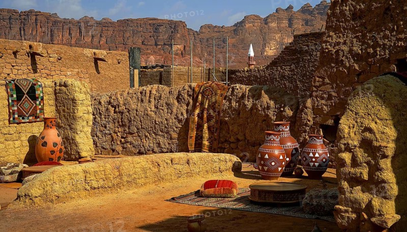 Al Ula, Old Town, Building, Architecture, Courtyard, Garden, Middle East, Saudi Arabia, Arabian Peninsula, Middle East