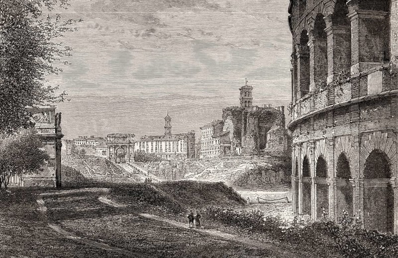 The Roman Forum or Forum Romanum, Rome, Italy, 19th Century