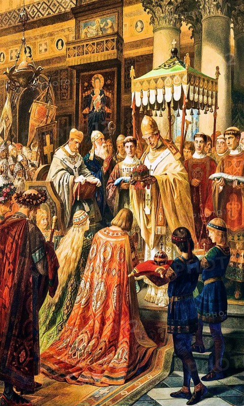 Coronation of Henry II in Rome in 1014 by Hermann Wislicenus, mural in the Kaisersaal Goslar, Lower Saxony, Germany