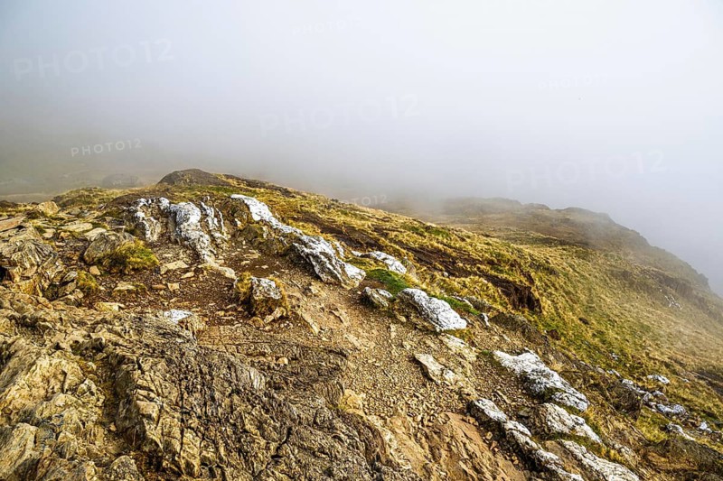Pyg Track over Llyn Llydaw lake, Pen-y-Pass, mountain pass, Snowdonia, Gwynedd, north-west Wales, UK