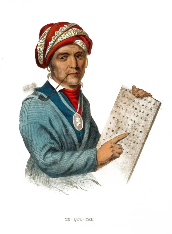 American Indian, Native American, Se-Quo-Yah, Chief of the Creek Tribe, United States of America, USA, Painting by Charles Bird King (1785, 1862), c. 1840, Historic, digitally restored reproduction from a 19th century original, Record date not stated