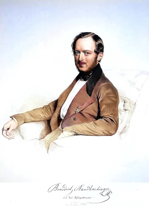 Benedict Randhartinger, also Benedikt Randhartinger, (born 27 July 1802 in Ruprechtshofen, Lower Austria, died 23 December 1893 in Vienna) was an Austrian singer (tenor), composer and court conductor, Historic, digitally restored reproduction from a 19th century original, Record date not stated