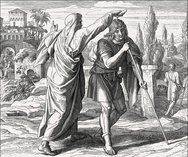 Samuel anoints Saul as king, Old Testament, by Julius Schnorr von Carolsfeld