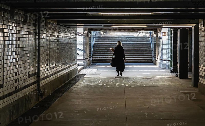 Connecting tunnel at Lichterfelde West S-Bahn station, Berlin, Germany
