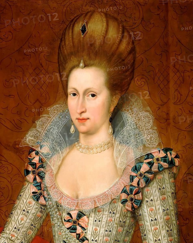 Anne of Denmark, 1574 - 1619, wife of James VI and I, James Charles Stuart, 1566 – 1625, King of England, digitally edited