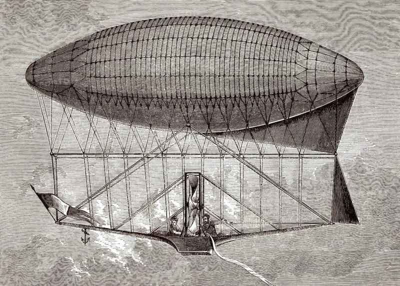 Der schiffbare Ballon, entwickelt von Stanislas Charles Henri Dupuy de Lôme, einem französischen Schiffbauingenieur, 1872