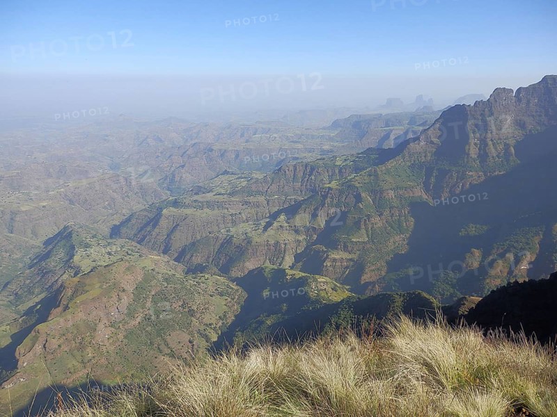 Panoramic view of a mountainous landscape with deep valleys, Simien National Park, Ethiopia