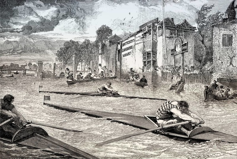The Oxford and Cambridge Boat Race, River Thames, London, England, 1857