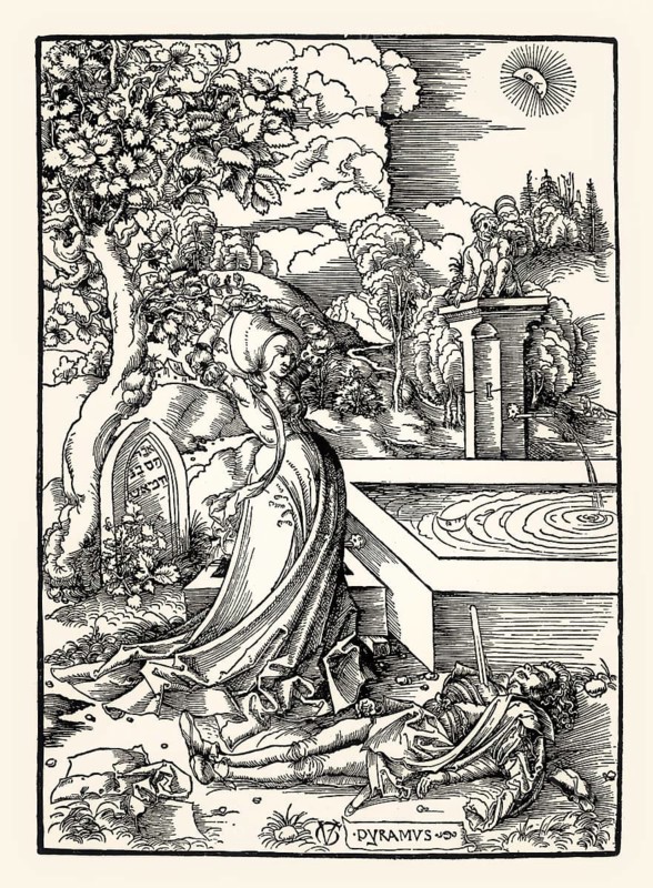 Pyramus and Thisbe, Urs Graf, 16th century, digitally restored