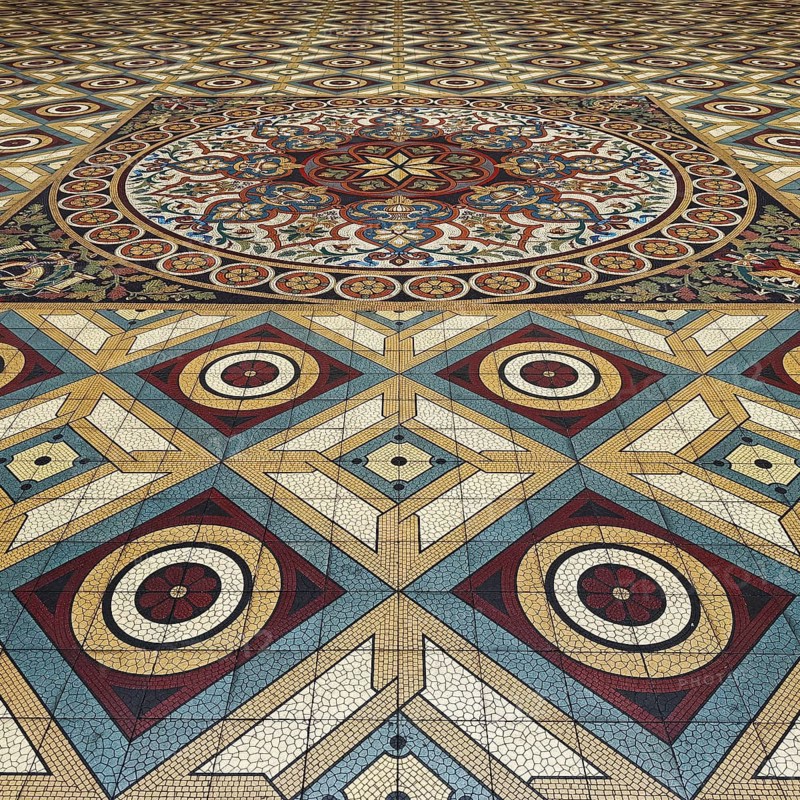 Floor mosaic in Palácio da Bolsa, neoclassical style stock exchange, magnificent building, UNESCO World Heritage Site, Porto, Portugal