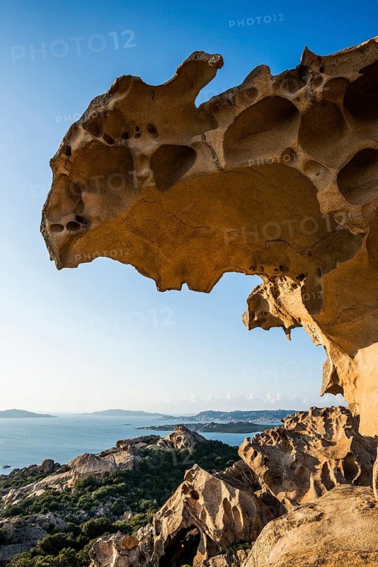 Bizarre granite rocks, Roccia dell Orso, sunset, Capo d'Orso, Palau, Costa Smeralda, Sardinia, Italy