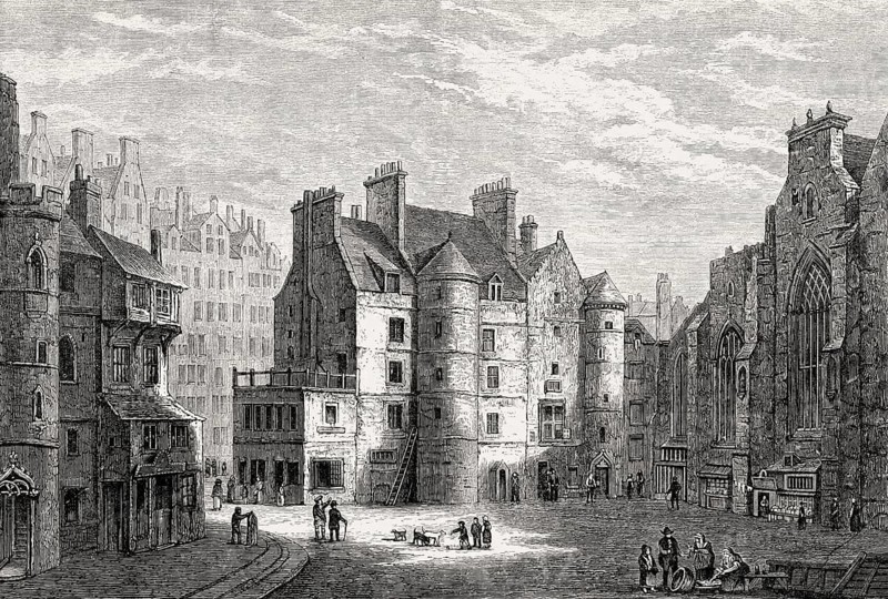The Old Tolbooth, High Street, Royal Mile in Edinburgh, Scotland, 19th century
