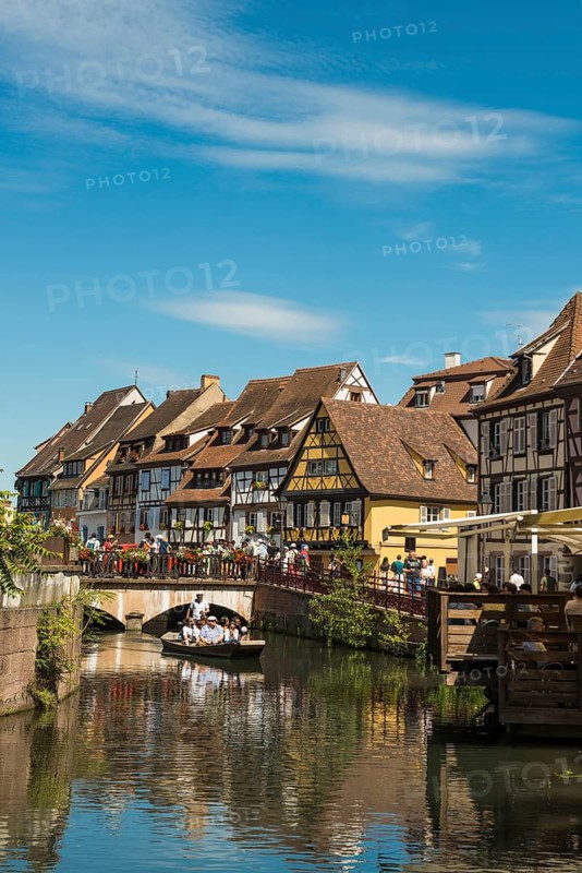 Picturesque colourful half-timbered houses, La Petite Venise, Colmar, Alsace, Bas-Rhin, France