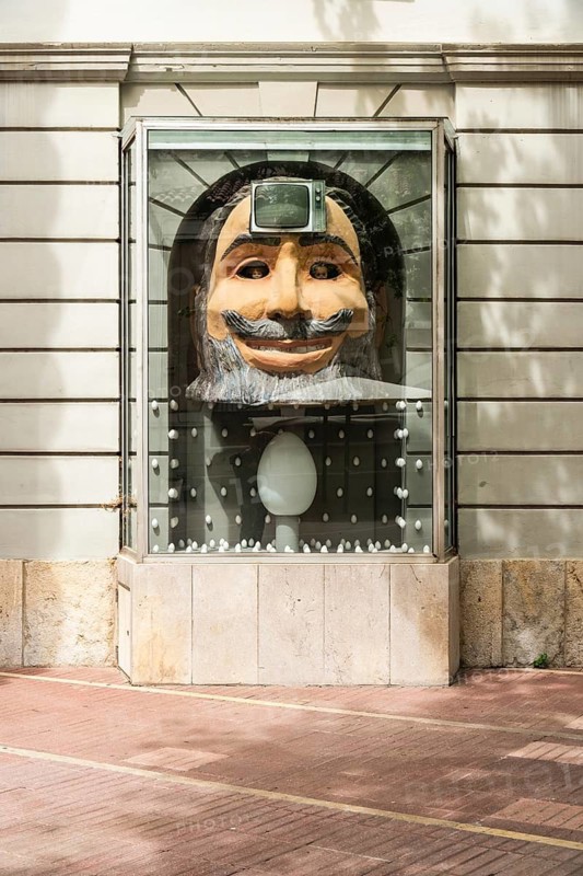 Sculptures at Plaça Gala i Salvador Dalí in front of the Teatre-Museu Dalí in Figueras, Spain