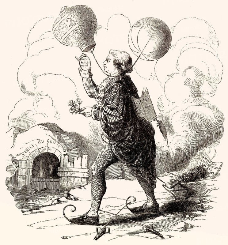 Ballonomanie, Karikatur im Frankreich des späten 18. Jahrhunderts