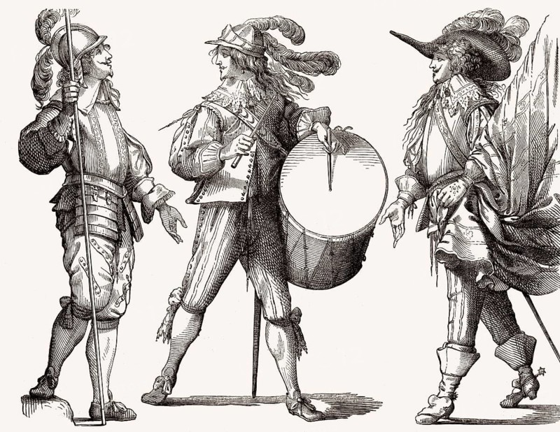 Französische Garde, 1635, Sergent, Piquier, Musketier