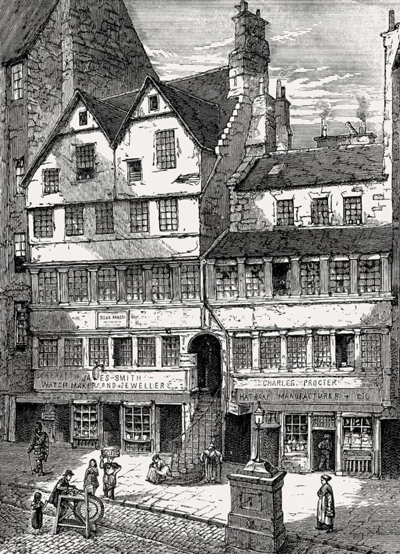 Allan Ramsay's House, High Street, Shop of Allan Ramsay (1686-1758), a Scottish poet, Edinburgh, Scotland, 19th century