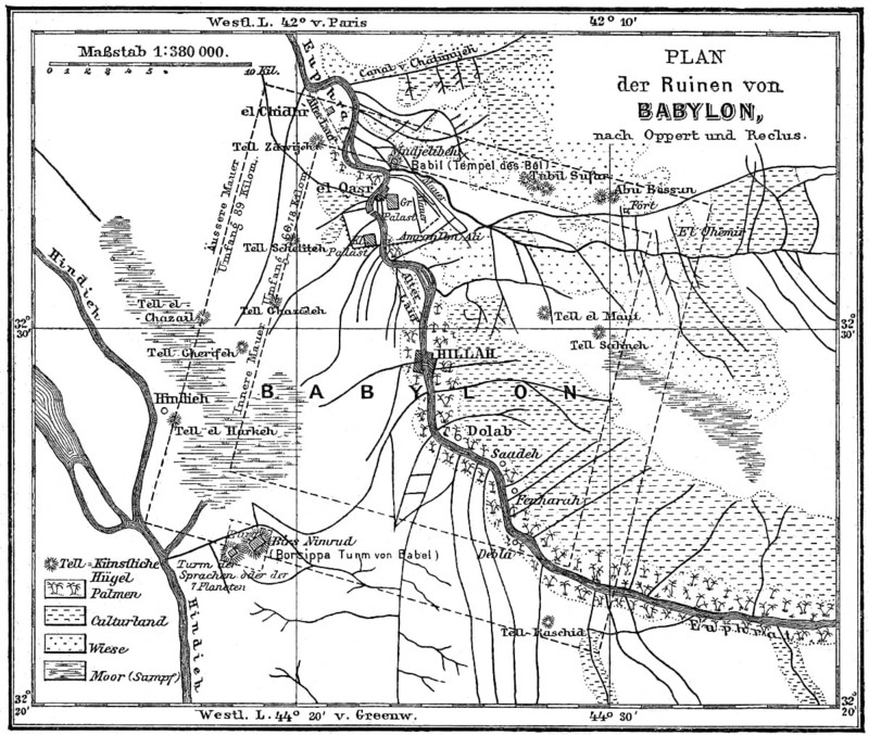 Map of the Babylonian Ruins, 19th century