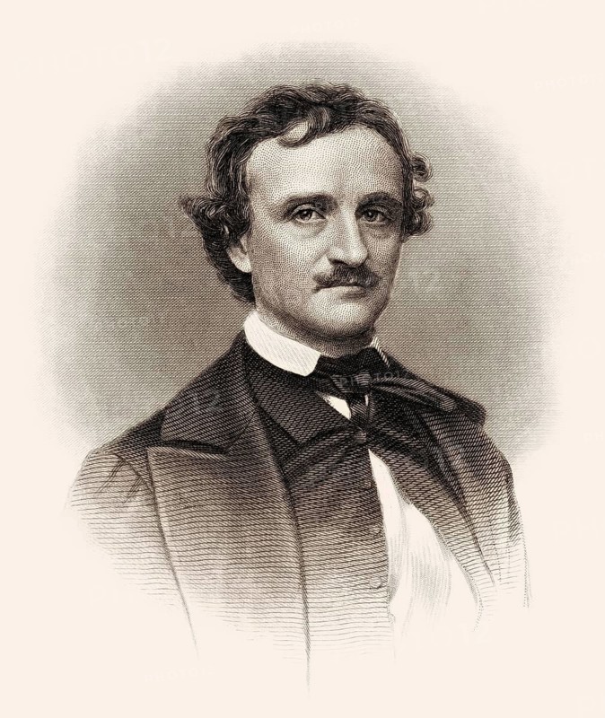 Portrait of Edgar Allan Poe, 1809 – 1849, American writer, digitally edited according to a photograph
