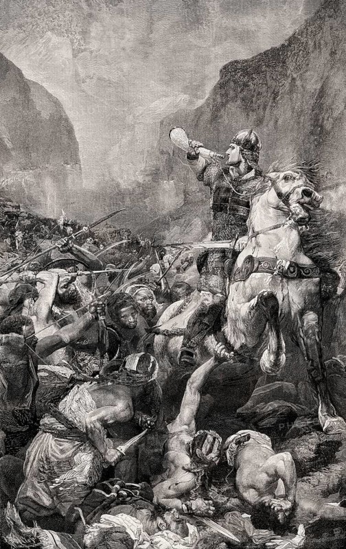 Roland, a Frankish military leader under Charlemagne at the Battle of Roncevaux Pass, 778