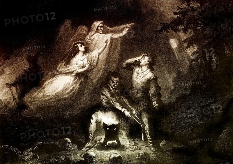Scene from Act 2, the Romantic opera Der Freischütz by Carl Maria von Weber, 1786 - 1826, German composer, digitally edited