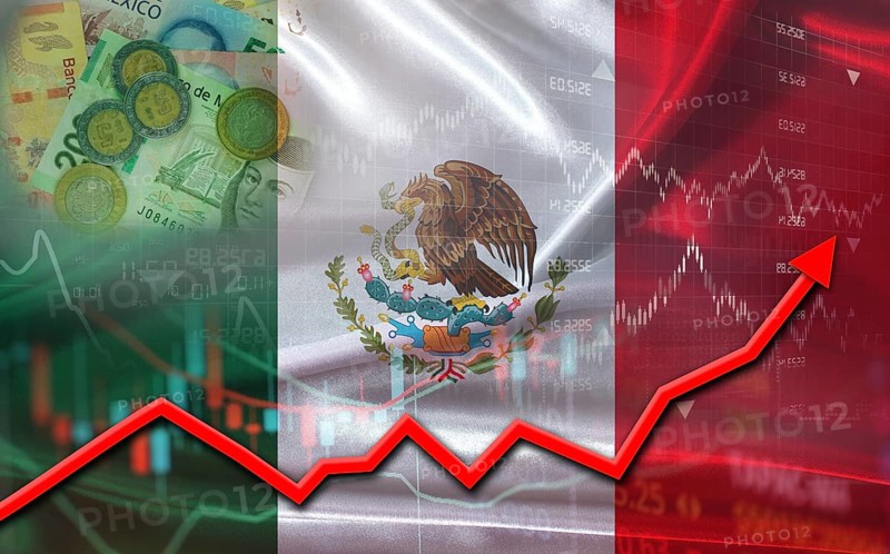Mexican economic growth on financial graph. Mexico financial growth on market graph background