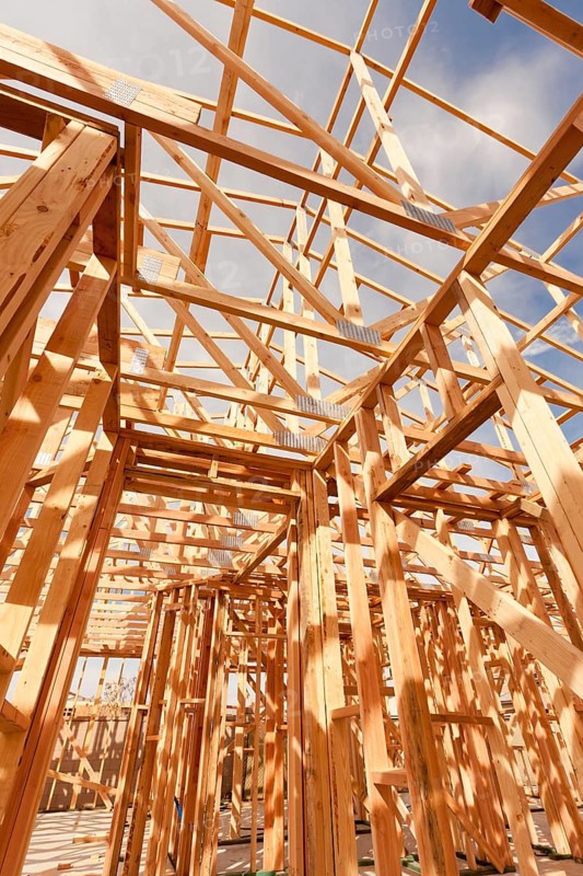 New Construction Wood Home Framing Abstract
