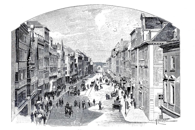 Königsstraße in Stuttgart, 1890, Baden-Württemberg, Germany, illustration, reproduction from a model from the 19th century. Authentic, file restored for optimal use, exact date of submission unknown, historical
