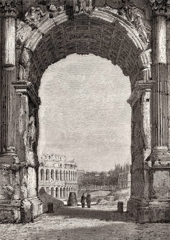 The Arch of Constantine, Via triumphalis, Rome, Italy, 19th Century