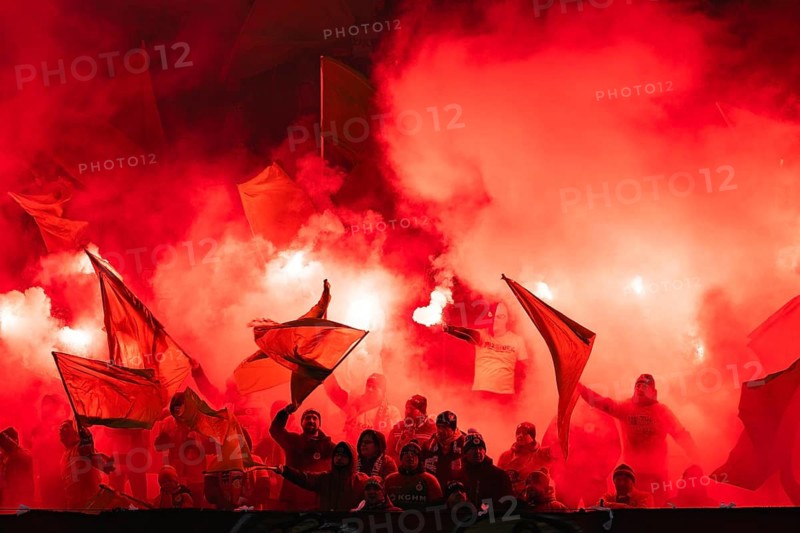 LUBIN, POLAND - DECEMBER 8, 2024: Football match Polish PKO Ekstraklasa between KGHM Zaglebie Lubin vs Legia Warszawa 0:3. Supporters of Zaglebie burns flares.