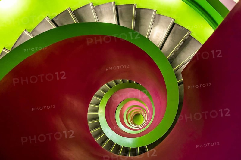 Spiral staircase in the IKMZ Information, Communication and Media Center of the Brandenburg Technical University Cottbus-Senftenberg, Cottbus, Brandenburg, Germany