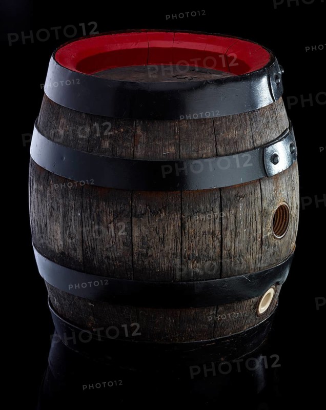 Beer keg against black background, studio shot against black background