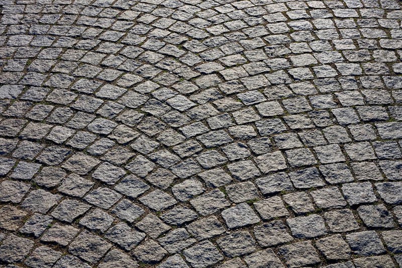 Detailed view of grey paving stones in a geometric pattern, Ramsberg, Großer Brombachsee, Franconian Lake District, Weissenburg-Gunzenhausen district, Middle Franconia, Bavaria, Germany