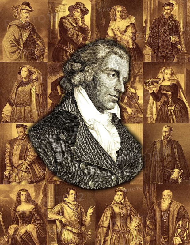 Portrait and characters from the works by Friedrich Schiller, 1759 - 1805