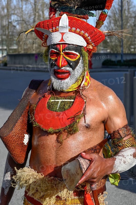 Man from Papua New Guinea with traditional painting, International Tourism Exchange (ITB), Berlin, Germany
