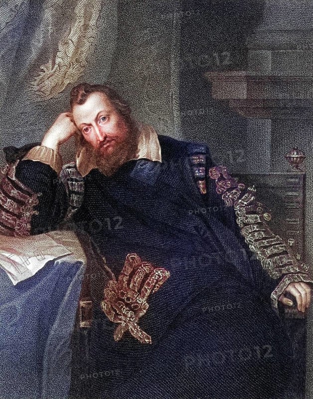 Henry Percy 9th Earl of Northumberland, 1564-1632, English Catholic, imprisoned 1605-1621 on suspicion of involvement in the Gunpowder Plot From the book Lodges British Portraits, London 1823, Historic, digitally restored reproduction from a 19th century original, Record date not stated