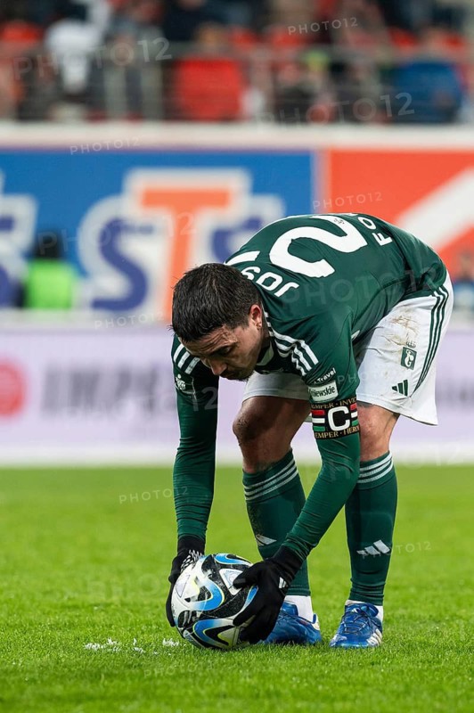 LUBIN, POLAND - DECEMBER 3, 2023: Football match Polish PKO Ekstraklasa between KGHM Zaglebie Lubin vs Legia Warszawa 0:3. Josue before penalty kick