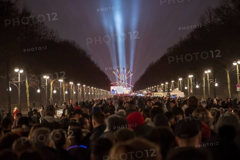 BERLIN, GERMANY - DECEMBER 31, 2018: New Year Eve concert and celebrations taking place between Brandenburg Gate and Victory Column