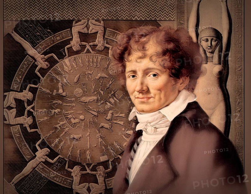 Dominique Vivant, Baron Denon, 1747 – 1825, French artist, writer, diplomat, author, and archaeologist, Dendera zodiac, Ancient Dendera Temple complex, Dendera, Egypt, digitally edited