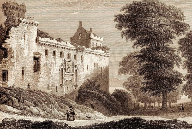 The ruins of Linlithgow Palace, Linlithgow, West Lothian, Scotland, 19th century, from Modern Athens by Th. H. Shepherd