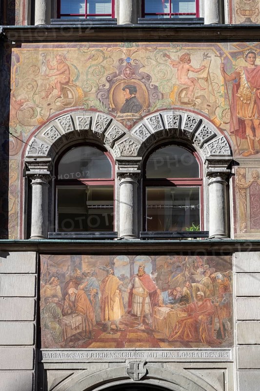 Historic façade painting on Constance Town Hall in the historic city centre, Lake Constance, Constance district, Baden-Württemberg, Germany