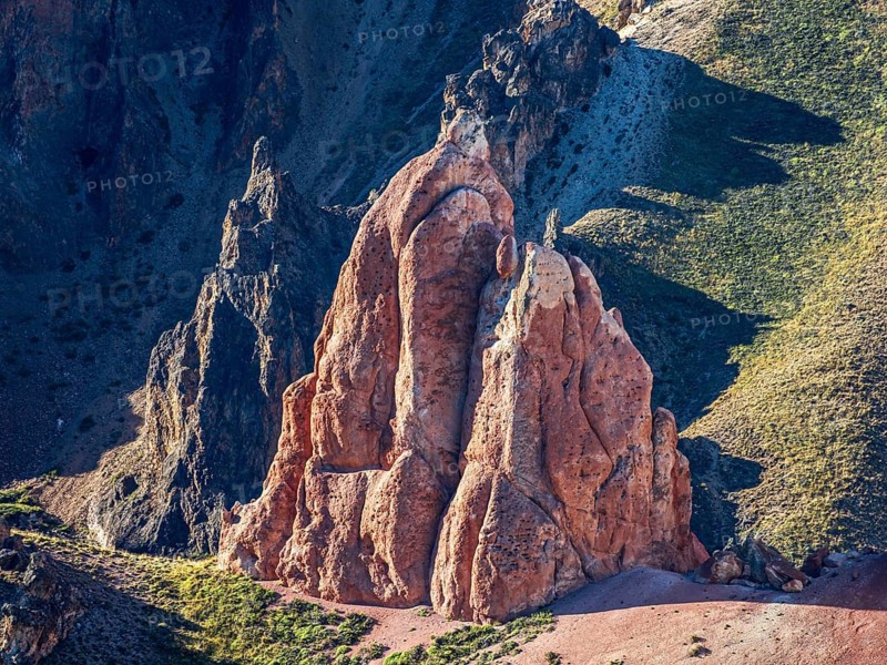 Colorful rock formations in the Valle Lunar, section of the Jeinimeni National Park, Patagonia, Chile