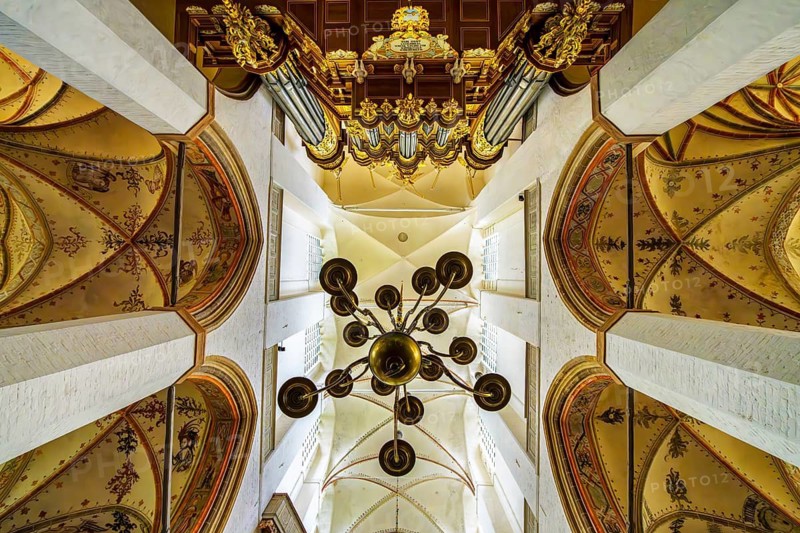 Interior photo, St Mary's Church in the old town of Stralsund, Mecklenburg-Western Pomerania, Germany