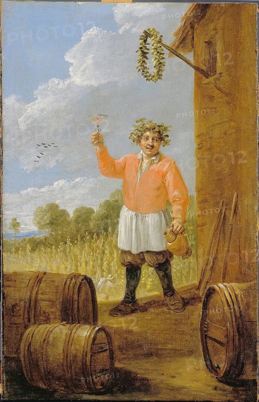 Autumn, painting by David Teniers (baptised 15 December 1610 in Antwerp, died 25 April 1690 in Brussels), Flemish painter, draughtsman and curator. He was an innovator in a variety of genres such as history painting, genre painting, landscape, portrait and still life. He is most remembered today as the leading Flemish genre painter of his time, reproduction from a 17th century painting. Authentic, file restored for optimal use, exact date of original unknown