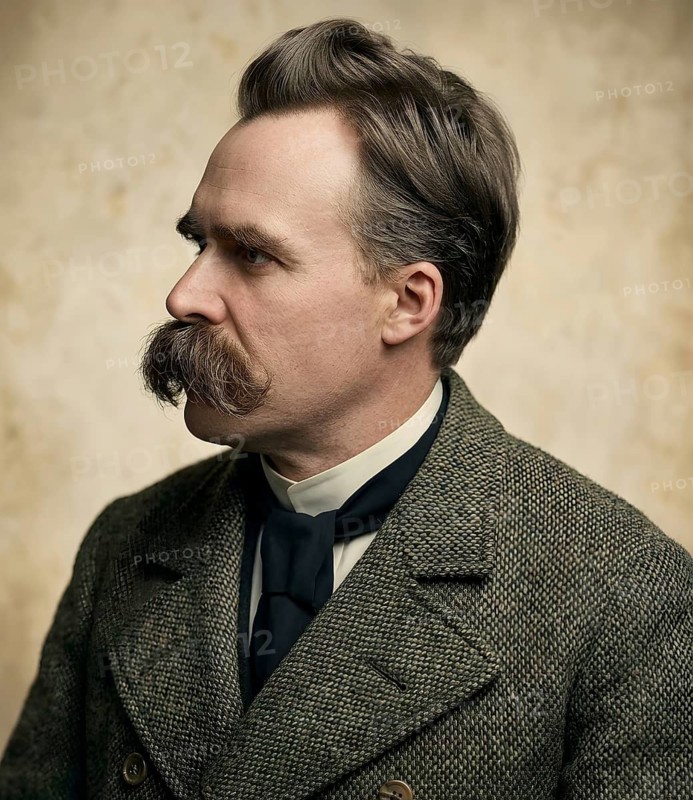 Portrait of Friedrich Wilhelm Nietzsche, German philosopher, poet, historical figure, writer, literature, historical illustration, digitally edited