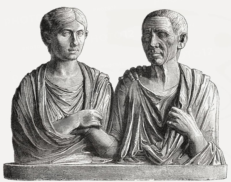 Marcus Porcius Cato Uticensis and his daughter Porcia Catonis
