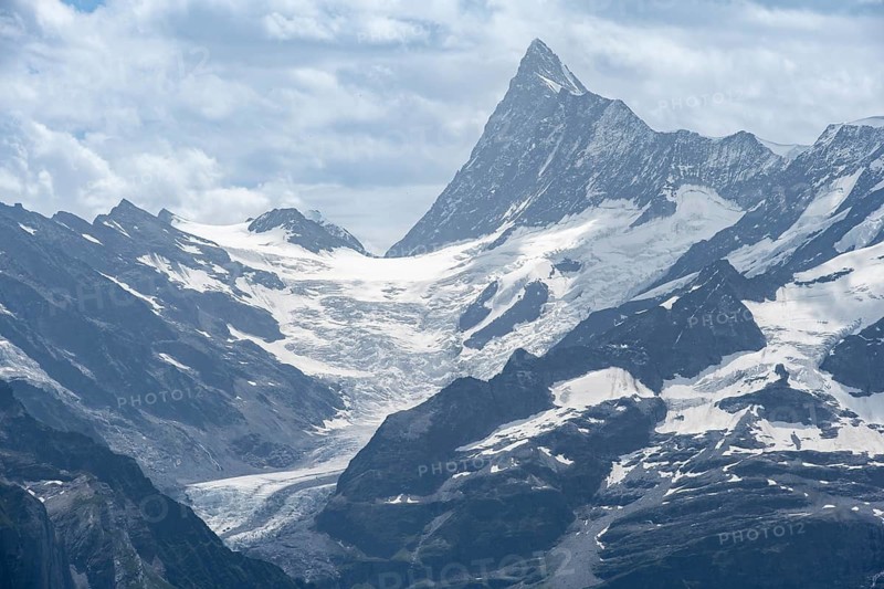 Finsteraarhorn glaciers and peaks, Bernese Alps, Bernese Oberland, Switzerland