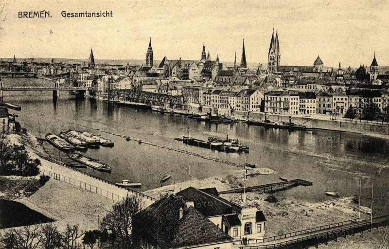 Historical postcard around 1900, Bremen, Germany, reproduction of a postcard, historical